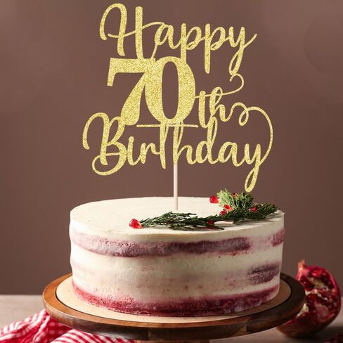 غلاف كعكة عيد الميلاد السبعين السعيد، عيد ميلاد سعيد حتى 70 عامًا، لوازم تزيين الكيك لحفلات عيد الميلاد 70 لامعة ذهبية (70) in Kuwait