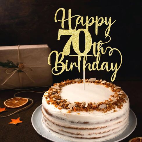 غلاف كعكة عيد الميلاد السبعين السعيد، عيد ميلاد سعيد حتى 70 عامًا، لوازم تزيين الكيك لحفلات عيد الميلاد 70 لامعة ذهبية (70) in Kuwait
