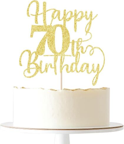 غلاف كعكة عيد الميلاد السبعين السعيد، عيد ميلاد سعيد حتى 70 عامًا، لوازم تزيين الكيك لحفلات عيد الميلاد 70 لامعة ذهبية (70) in Kuwait