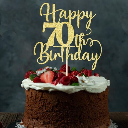 غلاف كعكة عيد الميلاد السبعين السعيد، عيد ميلاد سعيد حتى 70 عامًا، لوازم تزيين الكيك لحفلات عيد الميلاد 70 لامعة ذهبية (70) in Kuwait