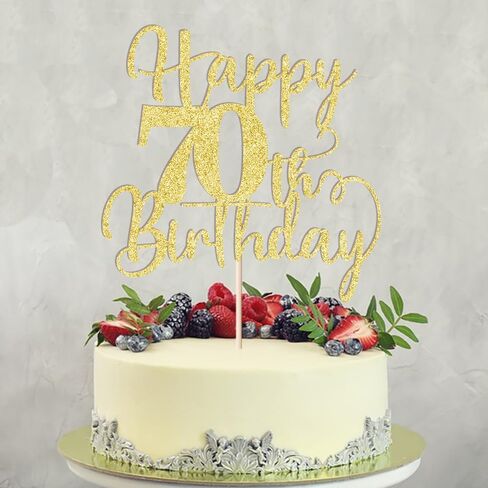 غلاف كعكة عيد الميلاد السبعين السعيد، عيد ميلاد سعيد حتى 70 عامًا، لوازم تزيين الكيك لحفلات عيد الميلاد 70 لامعة ذهبية (70) in Kuwait