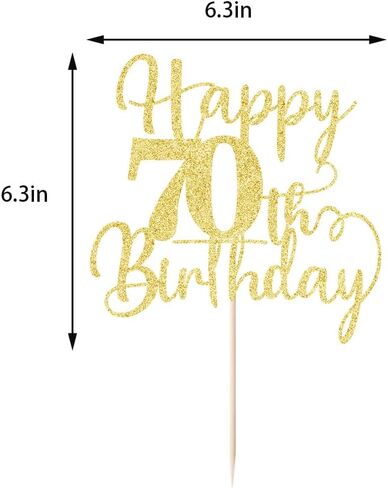 غلاف كعكة عيد الميلاد السبعين السعيد، عيد ميلاد سعيد حتى 70 عامًا، لوازم تزيين الكيك لحفلات عيد الميلاد 70 لامعة ذهبية (70) in Kuwait