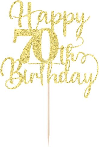 غلاف كعكة عيد الميلاد السبعين السعيد، عيد ميلاد سعيد حتى 70 عامًا، لوازم تزيين الكيك لحفلات عيد الميلاد 70 لامعة ذهبية (70) in Kuwait