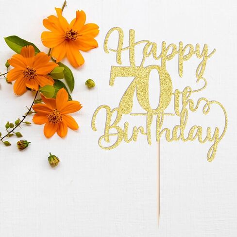 غلاف كعكة عيد الميلاد السبعين السعيد، عيد ميلاد سعيد حتى 70 عامًا، لوازم تزيين الكيك لحفلات عيد الميلاد 70 لامعة ذهبية (70) in Kuwait