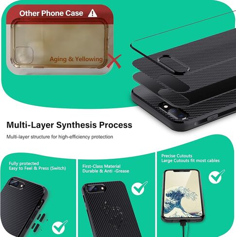 حافظة ONES رفيعة للغاية لهاتف iPhone Xs Max · نسيج من ألياف الكربون [منع بصمات الأصابع] [حماية الكاميرا والشاشة] [امتصاص الصدمات] [غير قابل للانزلاق] · غطاء خفيف الوزن أسود in Kuwait