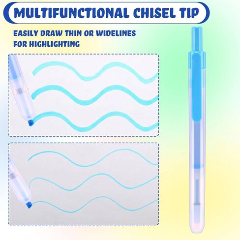 24 Count Retractable Highlighters Assorted Colors Chisel Tip Click Aesthetic Highlighter Marker Pens Pack Multi Colored Ink No Bleed Smear for Highlighting Journaling(Classic,Multicolor) in Saudi Arabia
