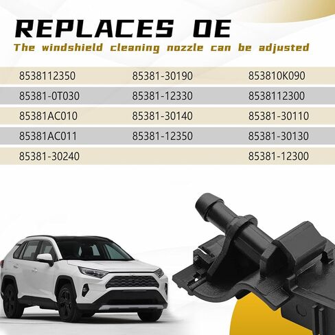2 pcs Windshield Washer Nozzles, Compatible with Toyota RAV-4 2006-2023, Corolla 2006-2014, Camry 2018-2025, Lexus ES250 2021-2024, GX460 2010-2021 etc, Replace #85381-12300, 8538112300 in Saudi Arabia
