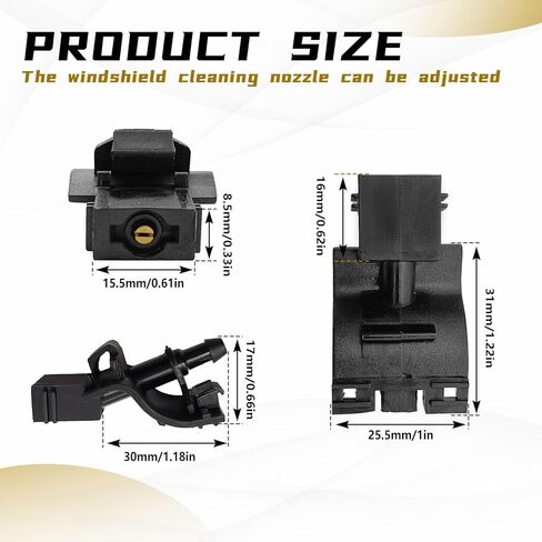 2 pcs Windshield Washer Nozzles, Compatible with Toyota RAV-4 2006-2023, Corolla 2006-2014, Camry 2018-2025, Lexus ES250 2021-2024, GX460 2010-2021 etc, Replace #85381-12300, 8538112300 in Saudi Arabia