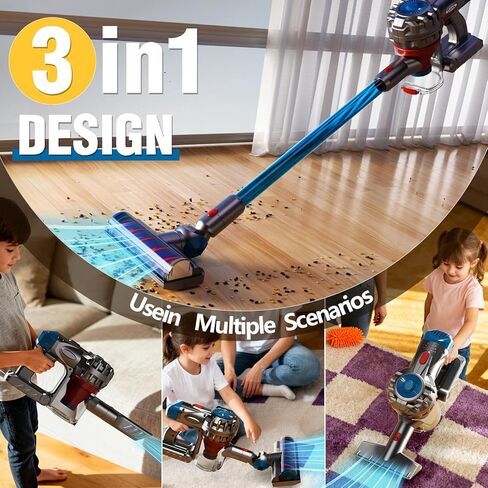 مكنسة كهربائية للأطفال تعمل حقًا، مكنسة لعب للأطفال الصغار 3، مجموعة تنظيف لاسلكية لفراغ الأطفال، تنظيف المنزل والبنات والأولاد in Kuwait