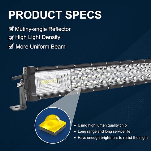 شريط إضاءة LED منحني للطرق الوعرة مقاس 52 بوصة من SKYWORLD، شعاع مجمع للفيضانات/البقعة ثلاثي الصف بقدرة 675 وات مع حاملين مغناطيسيين ومجموعة أدوات أسلاك - 12 فولت/24 فولت للشاحنات وسيارات الدفع الرباعي وUTV وATV والجرارات والمقطورات، 6000 كلفن أبيض in Saudi Arabia