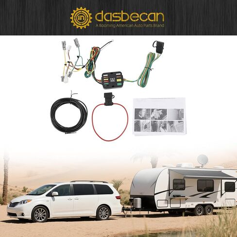 سرج أسلاك المقطورة Dasbecan 56106 متوافق مع 2011-2014 Toyota Sienna & 2011-2020 Sienna SE 4-Pin Connector Towing Wiring Kit in Saudi Arabia