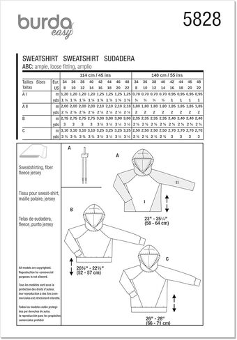 Burda Style X05828BURDA Misses' College Shirt Sweater and Hoodie Sewing Pattern Packet, Design Code B5828, Sizes 8-22 (34-48) in Saudi Arabia
