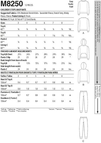 McCall's M8250A Children's Kangaroo Pocket Hoodie and Pants Sewing Pattern Packet, Design Code M8250, Sizes 3-4-5-6-7-8 in Saudi Arabia