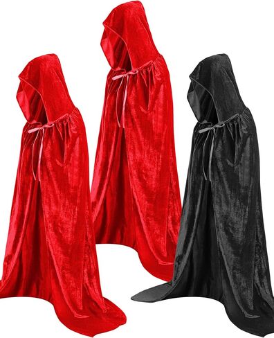 3 Pcs Halloween Witch Sisters Costume Adults Hooded Robe Cloak for Halloween Costume Cape Unisex Cape with Hood for Cosplay Women Wizard Devil Vampire in Saudi Arabia