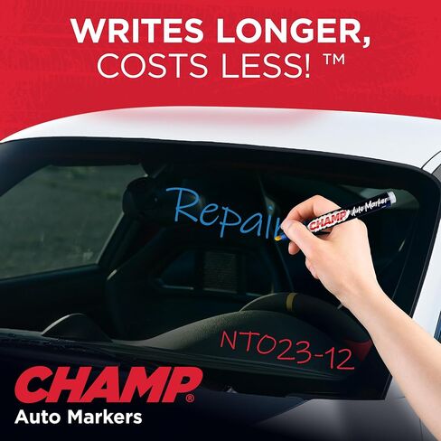 CHAMP Auto Markers Pack of 6 – 4mm Tip, Works on Multiple Surfaces, Smudge-Proof, Weather-Resistant, Washable Markers for Auto Shops, Mechanics and Detailing - Yellow in Saudi Arabia