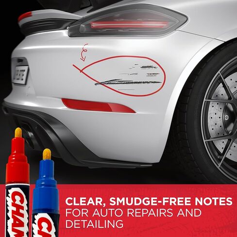 CHAMP Auto Markers Pack of 6 – 4mm Tip, Works on Multiple Surfaces, Smudge-Proof, Weather-Resistant, Washable Markers for Auto Shops, Mechanics and Detailing - Yellow in Saudi Arabia