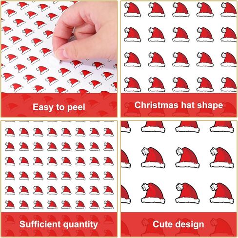 2400 Pcs Christmas Mini Santa Hat Sticker Red White Xmas Winter Self-Adhesive Paper Decals for Holiday Envelopes Scrapbook Gifts DIY Supplies, 0.5 in in Saudi Arabia