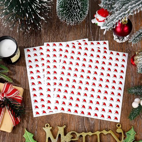 2400 Pcs Christmas Mini Santa Hat Sticker Red White Xmas Winter Self-Adhesive Paper Decals for Holiday Envelopes Scrapbook Gifts DIY Supplies, 0.5 in in Saudi Arabia