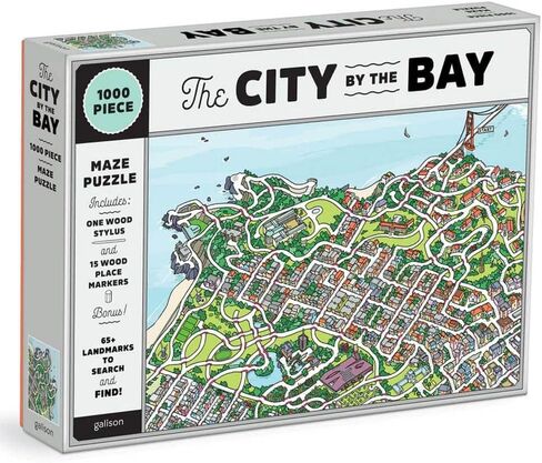Galison San Francisco Puzzle, 1000 Pieces, 20" x 27" – Jigsaw Puzzle Featuring a Map of Famous San Francisco Landmarks – Thick, Sturdy Pieces, Challenging Family Activity, Great Gift Idea in Saudi Arabia