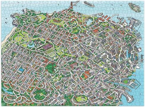 Galison San Francisco Puzzle, 1000 Pieces, 20" x 27" – Jigsaw Puzzle Featuring a Map of Famous San Francisco Landmarks – Thick, Sturdy Pieces, Challenging Family Activity, Great Gift Idea in Saudi Arabia