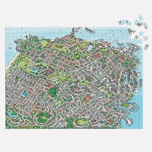 Galison San Francisco Puzzle, 1000 Pieces, 20" x 27" – Jigsaw Puzzle Featuring a Map of Famous San Francisco Landmarks – Thick, Sturdy Pieces, Challenging Family Activity, Great Gift Idea in Saudi Arabia