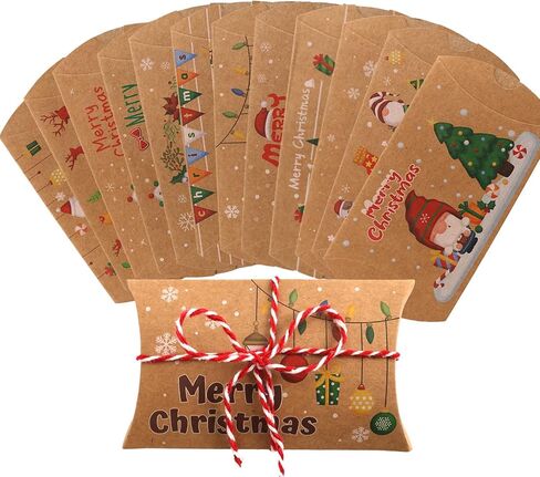 Fancy Land Christmas Pillow Boxes 60 Pcs Kraft Gift Card Holder Box Xmas Money Holder Decorative Wrapping Boxes in Saudi Arabia