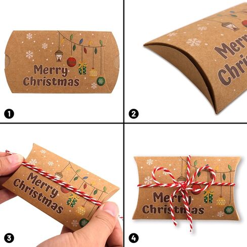Fancy Land Christmas Pillow Boxes 60 Pcs Kraft Gift Card Holder Box Xmas Money Holder Decorative Wrapping Boxes in Saudi Arabia