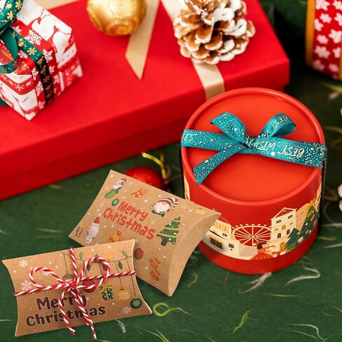 Fancy Land Christmas Pillow Boxes 60 Pcs Kraft Gift Card Holder Box Xmas Money Holder Decorative Wrapping Boxes in Saudi Arabia
