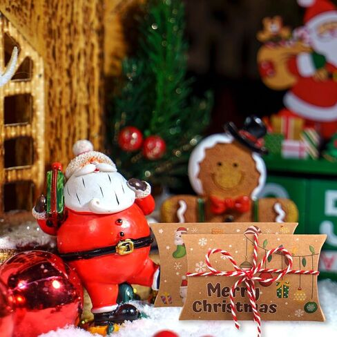 Fancy Land Christmas Pillow Boxes 60 Pcs Kraft Gift Card Holder Box Xmas Money Holder Decorative Wrapping Boxes in Saudi Arabia