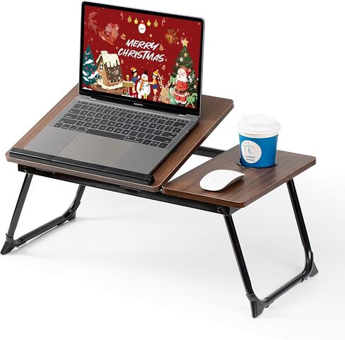 Laptop Desk for Bed Couch, Adjustable Foldable Bed Table with Cup Holder, Breakfast Serving Tray, Portable Laptop Lap Desk Stand for Working Reading Writing Eating Gaming in Bed Sofa Floor in Kuwait