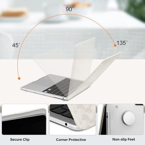 MOSISO Compatible with MacBook Pro 13 inch Case M2 2025-2016 A2338 M1 A2251 A2289 A2159 A1989 A1708 A1706, Anti-Fingerprint Crescent Grain PU Leather Coated Hard&Keyboard Cover&Screen Film, Beige in Saudi Arabia