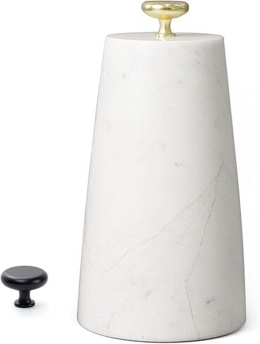 سدادات أبواب مزخرفة من الرخام، سدادة أبواب من حجر الرخام الطبيعي مع مقبضين من النحاس. توقف الباب عالي التحمل لديكور المنزل الحديث. حامل باب داخلي بقاعدة سيليكون مضادة للانزلاق، ومصد باب مرجح - بني in Kuwait