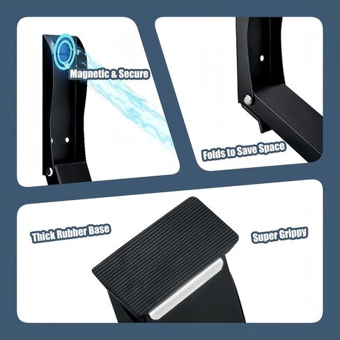 Foldable Kickdown Door Stopper Heavy Duty Tall Door Stop Kick Down Holder for Bottom of Door, Wall Protector for Gaps Under 10cm, No Bending Operation, Black (1 Pack) in Saudi Arabia