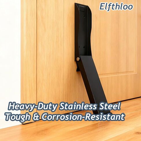 Foldable Kickdown Door Stopper Heavy Duty Tall Door Stop Kick Down Holder for Bottom of Door, Wall Protector for Gaps Under 10cm, No Bending Operation, Black (1 Pack) in Saudi Arabia