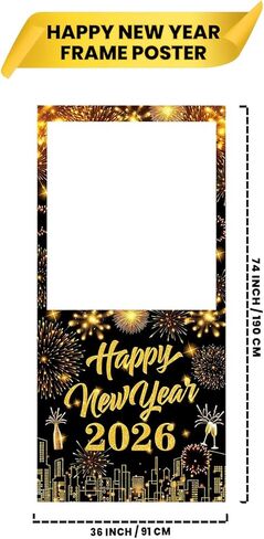 2026 New Years Photo Booth Frame Banner, 2026 Happy New Year Decor,Happy New Year Photo Booth Frame for Celebrate Firework Backdrop Decor, Eve Ceremonies Holiday Party Decor Backdrop Supplies 2026 in Saudi Arabia