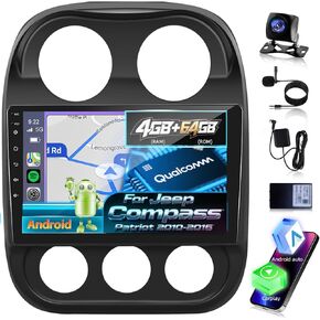 [2+32G] Android 13 Car Radio for Jeep Compass Patriot 2010 2011 2012 2013 2014 2015 2016, 10.1 inch Touchscreen Bluetooth Stereo with Apple Carplay and Android Auto+AHD Backup Camera/Mic/DSP Audio in Kuwait