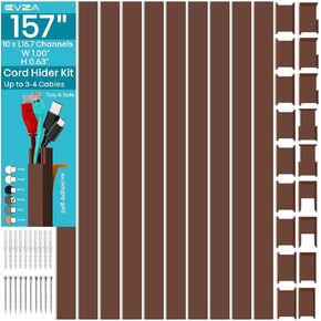 Black Cord Cover Wire Hider - 157in Large Cable Concealer, Cord Hider for Wall Mount TV, Cable Raceway Kit, Extension Cord Cover Indoor, Electrical Wire Cover, Cable Management Wall, Wire Molding in Kuwait