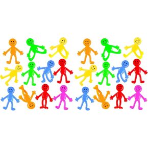 POPLAY 60PCS Smiley Face Bendable Man, Stretchy Figures Party Favors Gooey Bendy Fidget Toys for Stress Relief Goodie Bags Stocking Stuffer Piñata Fillers in Kuwait