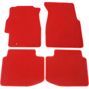 IKON MOTORSPORTS, Floor Mat Compatible with 1996-2000 Honda Civic, Factory Fitment Red Nylon Front & Rear Car Floor Mats Liner Carpets Replacement 4PC in Kuwait