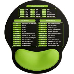 Excel Mouse Pad with Wrist Rest, Small Excel Cheat Sheet Desk Pad with Windows/Office Shortcuts, Ergonomic Mousepad with Wrist Support, Office Desk Mat for Computer (Black Purple) in Saudi Arabia