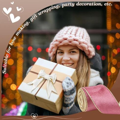شريط مخملي ذو وجه واحد بطول 10 ياردات، أشرطة مخملية قديمة وردية عتيقة، إكسسوارات حرفية لتغليف الهدايا فيونكات الشعر لصنع حفلات الزفاف، زينة عيد الميلاد، 2.48 بوصة in Saudi Arabia