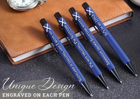 InnoBeta Scottish Gifts for Men & Women, Ballpoint Pen Set of 4, Black Ink, Ideal Gifts for Scottish Lovers on Birthdays, Christmas in Saudi Arabia