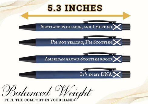 InnoBeta Scottish Gifts for Men & Women, Ballpoint Pen Set of 4, Black Ink, Ideal Gifts for Scottish Lovers on Birthdays, Christmas in Saudi Arabia