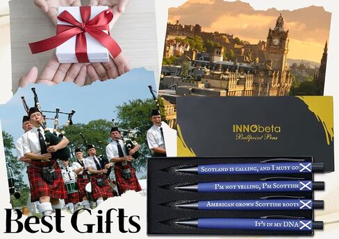 InnoBeta Scottish Gifts for Men & Women, Ballpoint Pen Set of 4, Black Ink, Ideal Gifts for Scottish Lovers on Birthdays, Christmas in Saudi Arabia