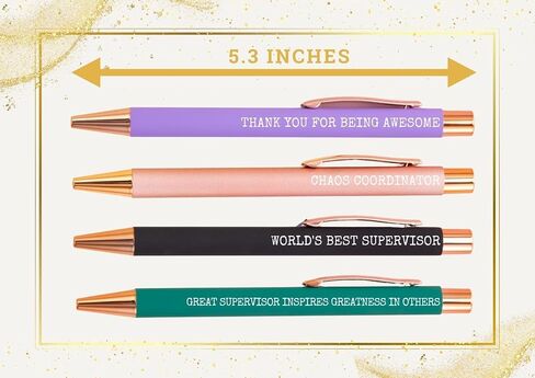 InnoBeta Supervisor Gifts Ballpoint Pen Set of 4, Funny Gifts for Woman, Office Tools for Birthday, Christmas - Best Supervisor in Saudi Arabia