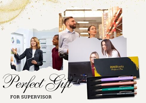 InnoBeta Supervisor Gifts Ballpoint Pen Set of 4, Funny Gifts for Woman, Office Tools for Birthday, Christmas - Best Supervisor in Saudi Arabia