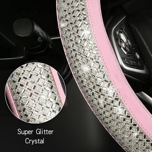 1Car Bling Bling Rhinestones Steering Wheel Cover for Women Girls, with Colorful Sparkling Diamond Crystal Microfiber Leather Steering Wheel Cover Universal Fit 15 Inch for SUV, Cars, Trucks (Black) in Saudi Arabia