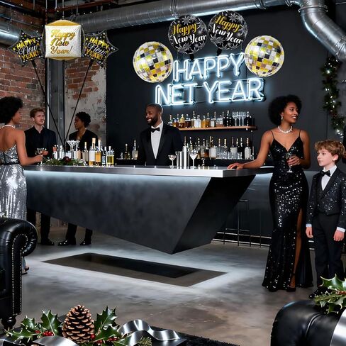 7 قطع بالونات السنة الجديدة 22 بوصة بالونات السنة الجديدة 18 بوصة بالون سنة جديدة سعيدة لديكورات السنة الجديدة 2026 in Kuwait