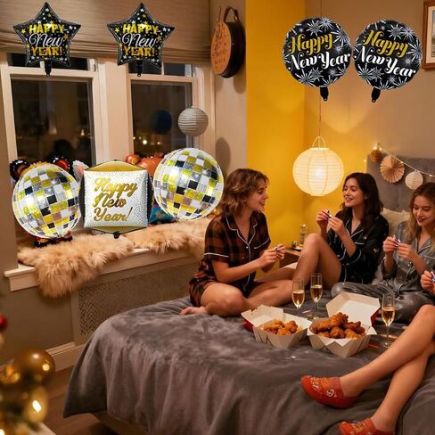 7 قطع بالونات السنة الجديدة 22 بوصة بالونات السنة الجديدة 18 بوصة بالون سنة جديدة سعيدة لديكورات السنة الجديدة 2026 in Kuwait