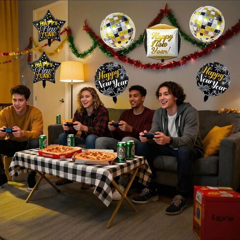 7 قطع بالونات السنة الجديدة 22 بوصة بالونات السنة الجديدة 18 بوصة بالون سنة جديدة سعيدة لديكورات السنة الجديدة 2026 in Kuwait